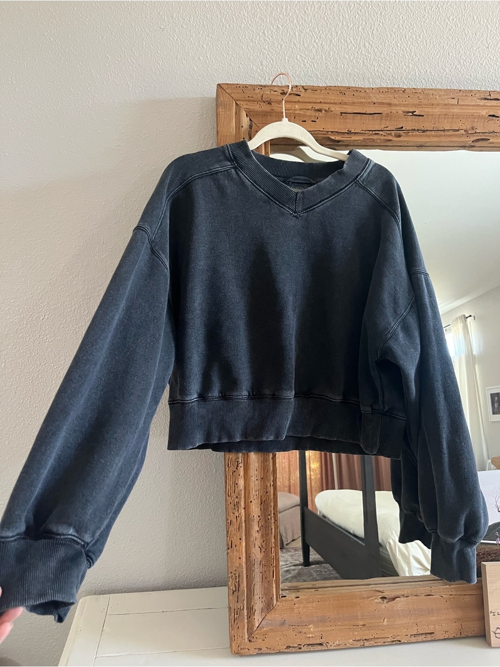 FP Movement by Free People Washed Black Cropped Crew Sweatshirt